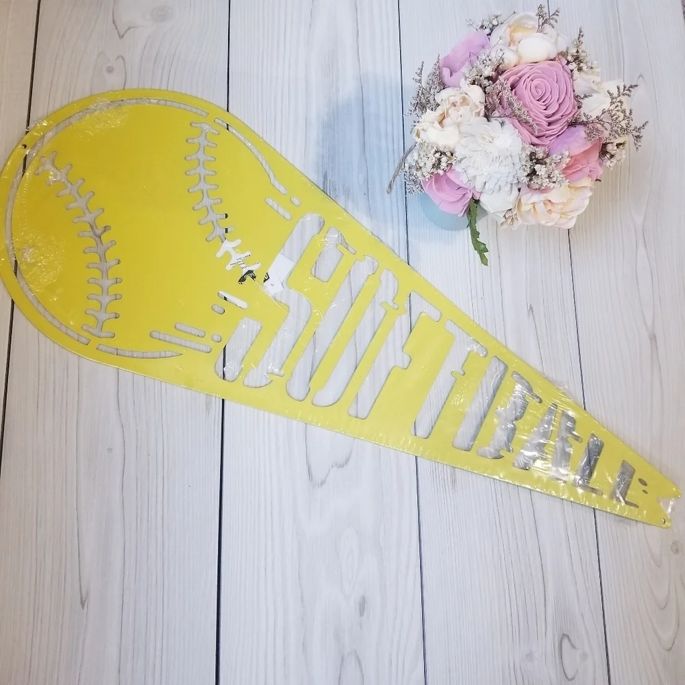 NWT Yellow softball pennant metal wall decor - Picture 5 of 10